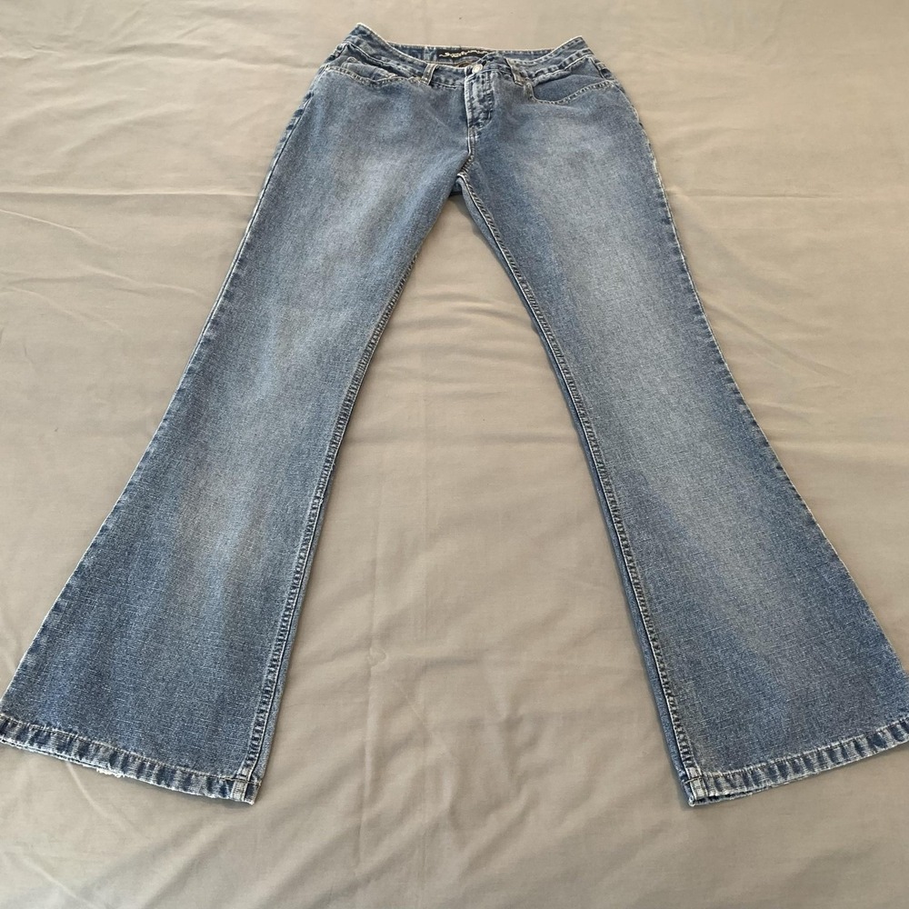 Squeeze Jeans Juniors 9/10 Blue Medium Wash Mid Rise Flare Denim Pants Y2K Rodeo